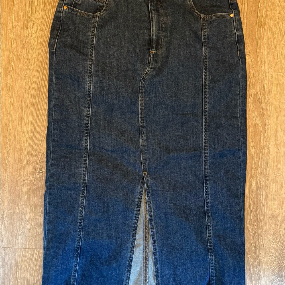 Denim Skirt with Front Slit